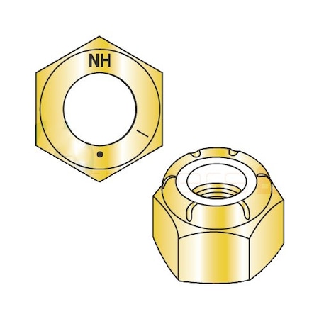 Newport Fasteners Nylon Insert Lock Nut, 1-1/4"-12, Steel, Grade 8, Yellow Zinc, 4 PK 952036